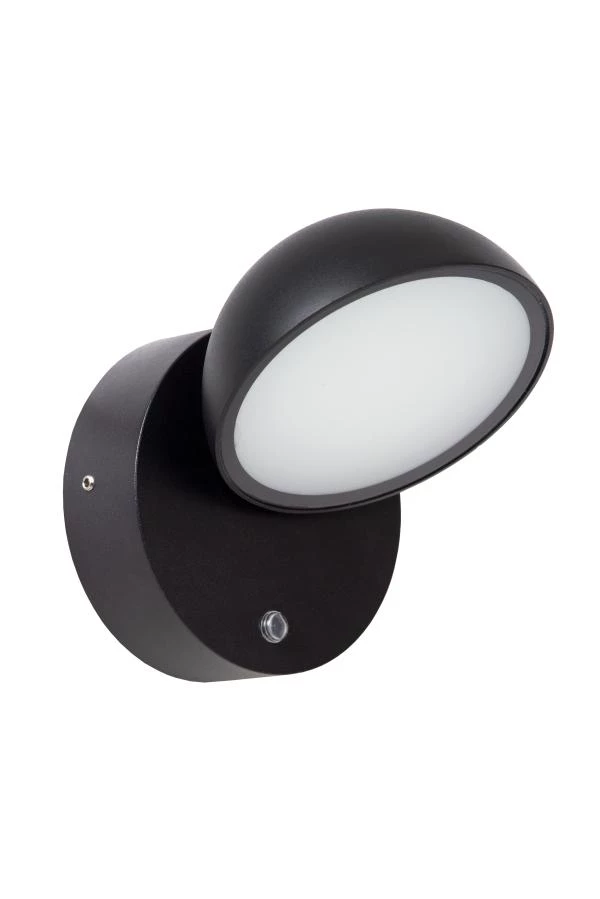 Lucide FINN - Lámpara de pared Dentro/Fuera - LED - 1x12W 3000K - IP54 - Sensor día/noche - Negro - UIT